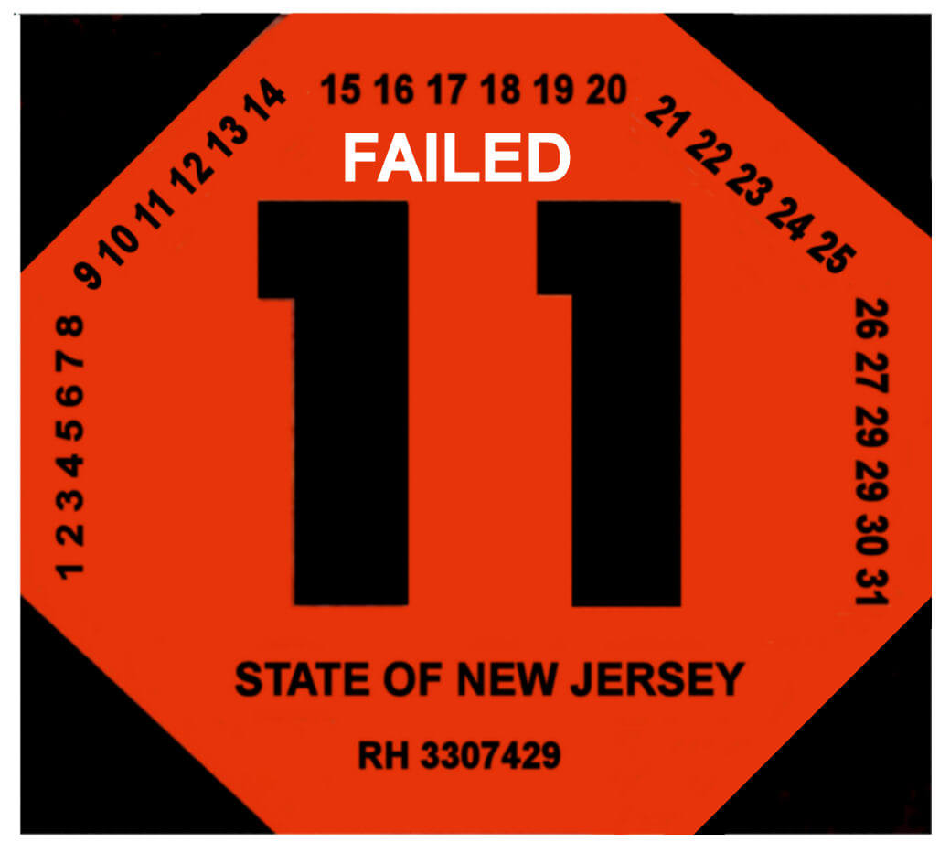 (image for) 00 New Jersey FAILED rejection sticker 1960s